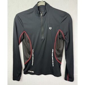 Pearl Izumi Elite Black red Long Sleeve 1/4 Zip Cycling Pullover Women's Small